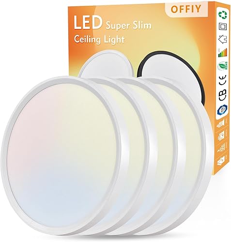 OFFIY 4PK - Lámpara de techo LED empotrada de 12 pulgadas, 24 W, 2520 LM, 3000 K4000 K6000 K CCT seleccionable, luz de techo LED súper delgada,