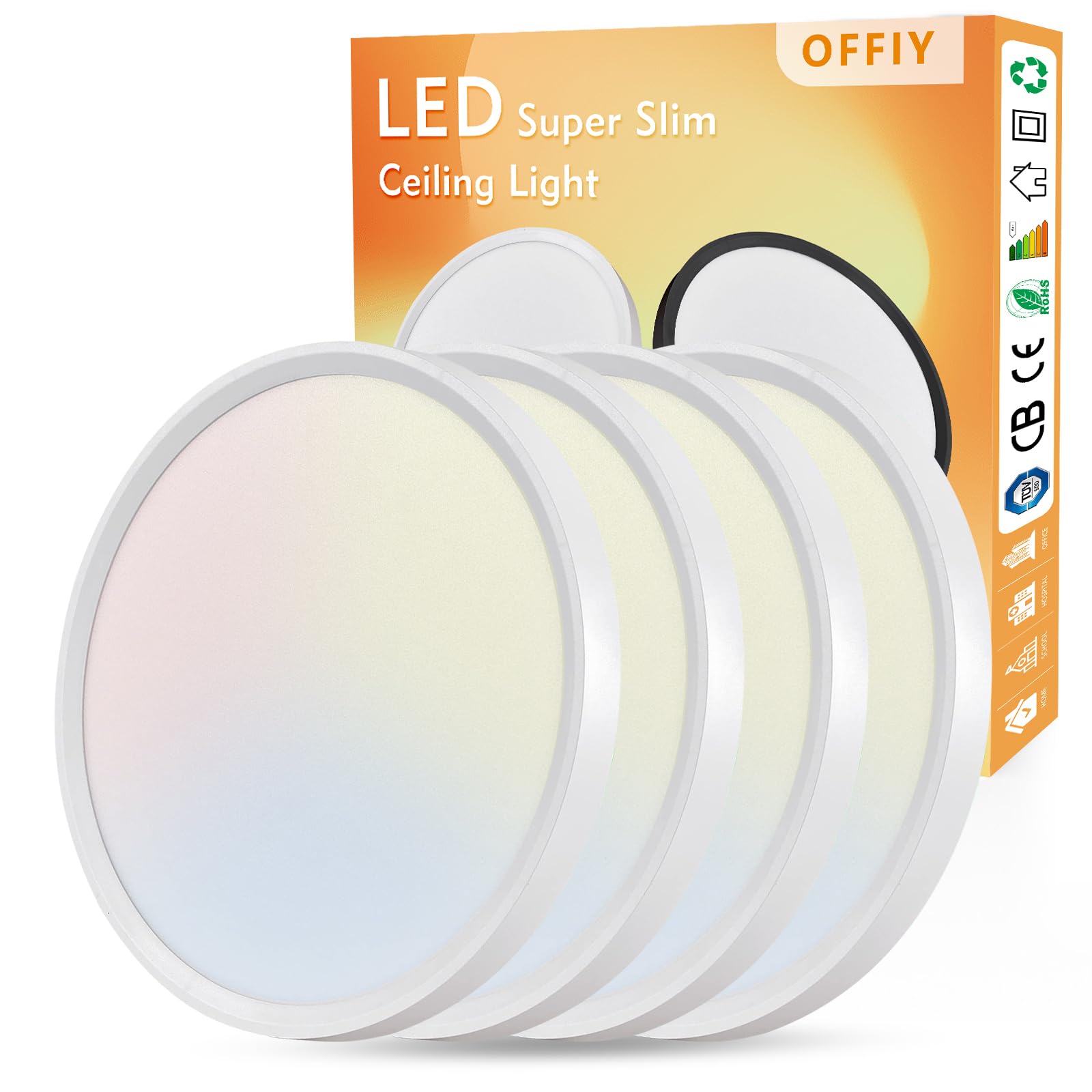 LED-Deckenleuchte, 30,5 cm, 24 W, 2520 lm, 3000 K/4000 K/6000 K CCT wählbar, superdünne LED-Deckenleuchte, nahe an der Decke, runde flache Panelleuchte für Flur, Schlafzimmer, Küche usw