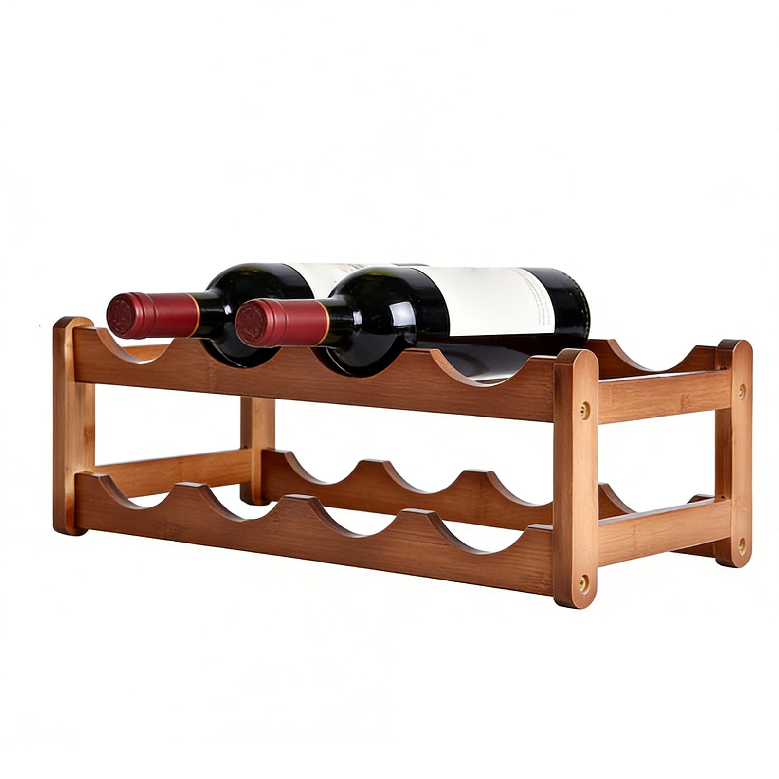 Casier à vin en bois à 2 niveaux | Organisateur compact pour bouteilles