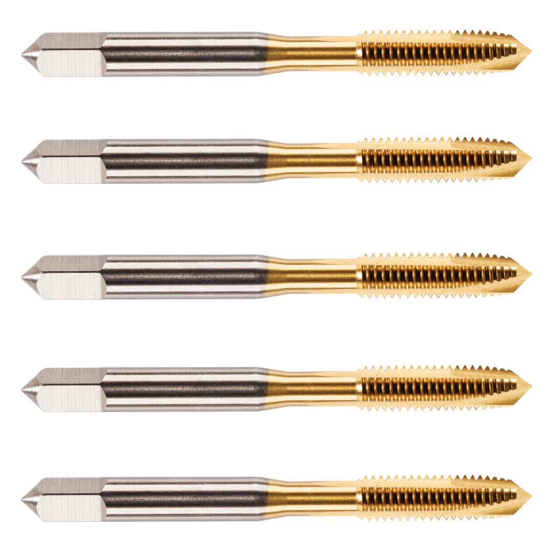 5 Pack - M3 x 0.5 Spiral Point Tap HSS M2 Titanium (TiN) Coated 3mm Thread. Metric Hand/Machine Screw Tap Metric Coarse. for Tapping Through Holes