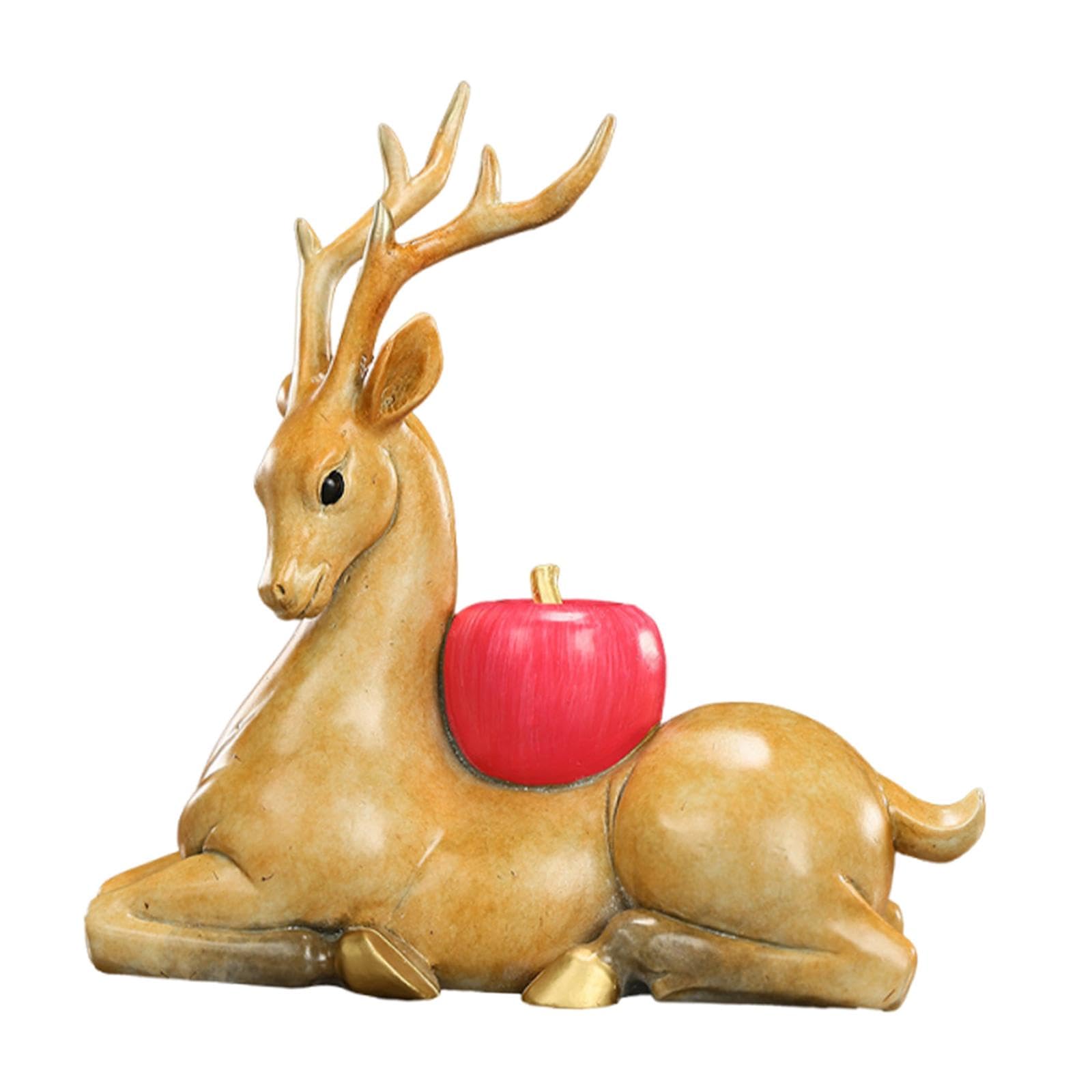 Escultura de Reno Figura de Ciervo Animal Decorativo en Cobre Sólido para Decoración en Sala de Estar Dormitorio Oficina Mesa Entrada Regalo 13.8cmx5.
