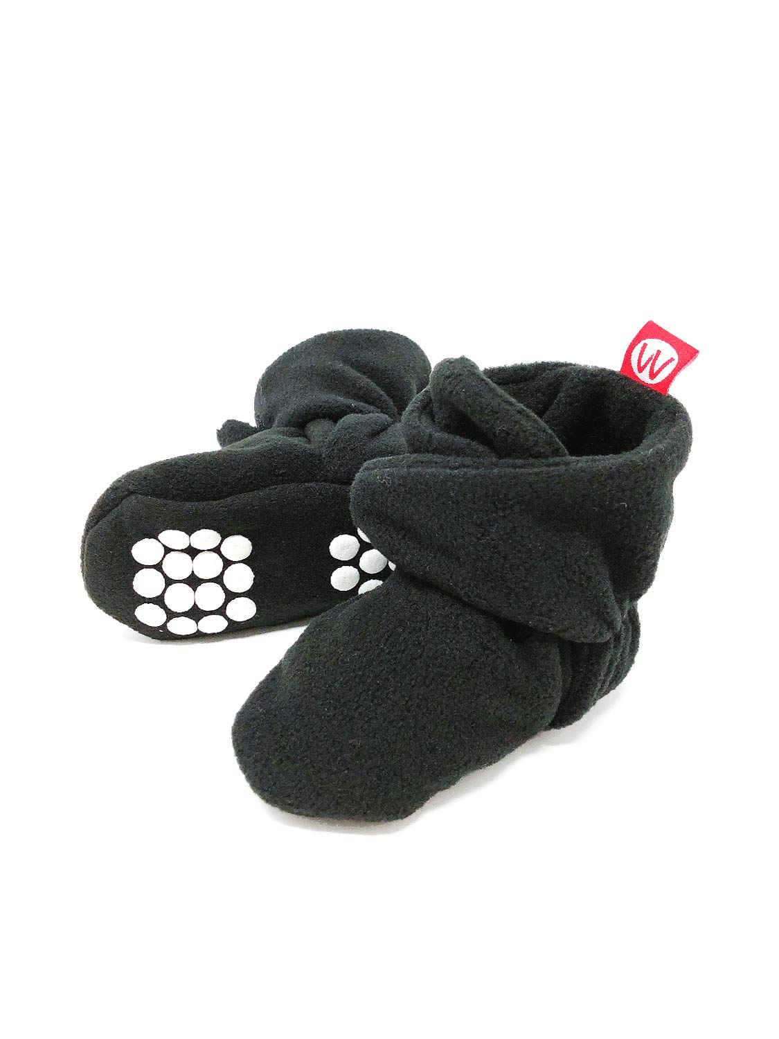 Wrapables® Fleece Baby Booties with Anti-Skid Bottoms, Black, 6-12 M