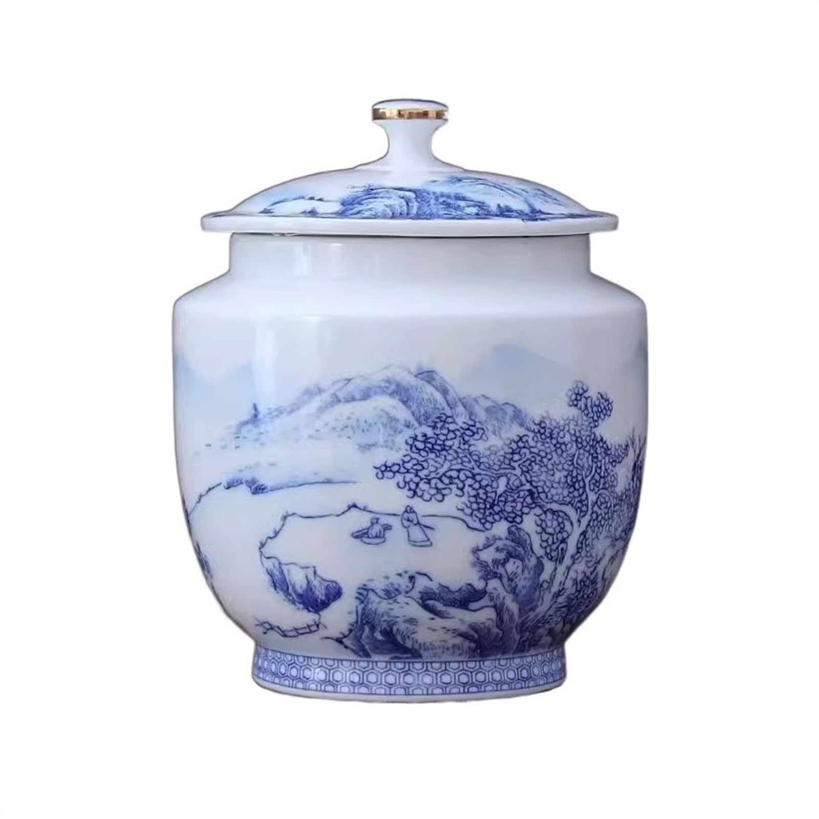 Bx9rE7tK3g Kitchen Storage Jar Exquisite landscape painting pattern tea canister large ceramic sealing jar household storage Ceramic Tea Canister(Large)