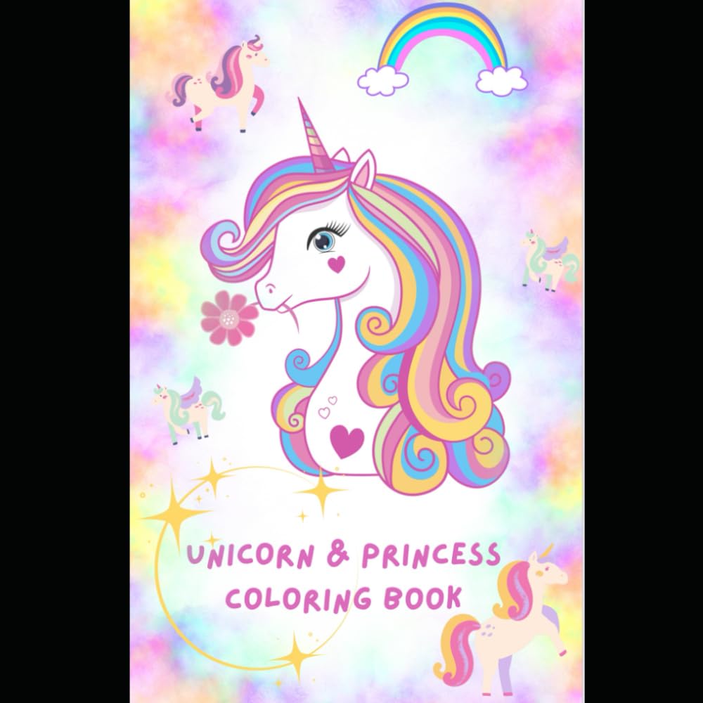 Unicorn and princess coloring book: Princess Coloring Book for Girls Ages 3–8: 50 Fun and Magical Designs with Princesses, unicorns, Animal,, and ... | Perfect for Girls Ages 3–5, 4–6, and 4–8