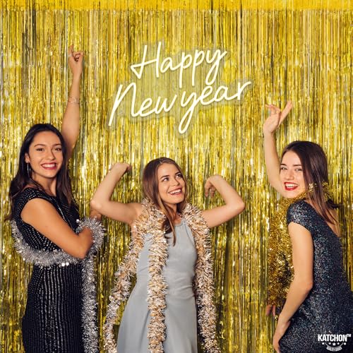 Image of KatchOn, Gold Fringe Backdrop - Pack of 2 | Golden Birthday Party Decorations | Gold Streamers for New Years Decorations 2026 | | New Years Eve Party Supplies 2026 | Hawaiian Party Backdrop