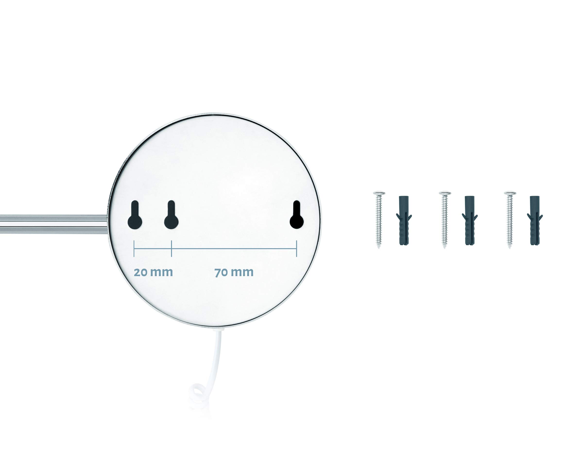 LED Kosmetikspiegel Modena – 360° Wand-Schminkspiegel mit Dimmer, Tageslicht-LEDs & 3x/7x Vergrößerung für perfektes Make-up