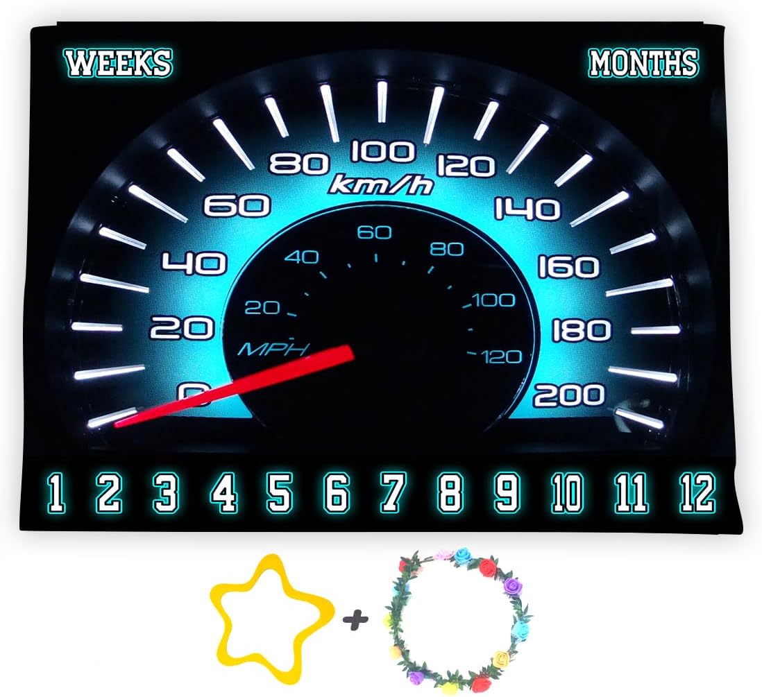 Racing Car Baby Monthly Milestone Blanket, Rally Speedometer,60x40in Soft Flannel, Newborn Mom Gifts, Baby Shower Age Growth Tracker with Bonus Maker