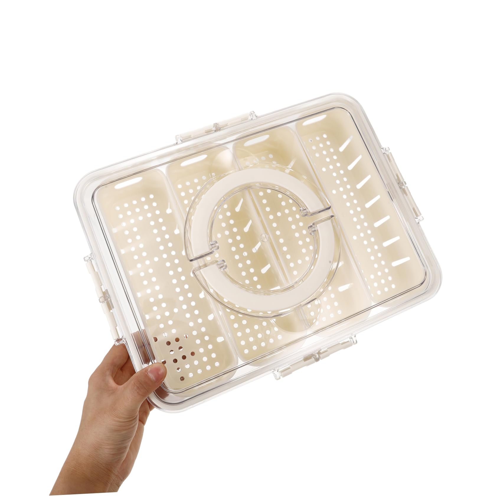 Gatuida Contenedor de Frutas Reutilizable de Pet con Compartimentos Separados, Tapa y Asa para Almacenamiento Individual y Transporte Conveniente en Refrigerador y Viaje