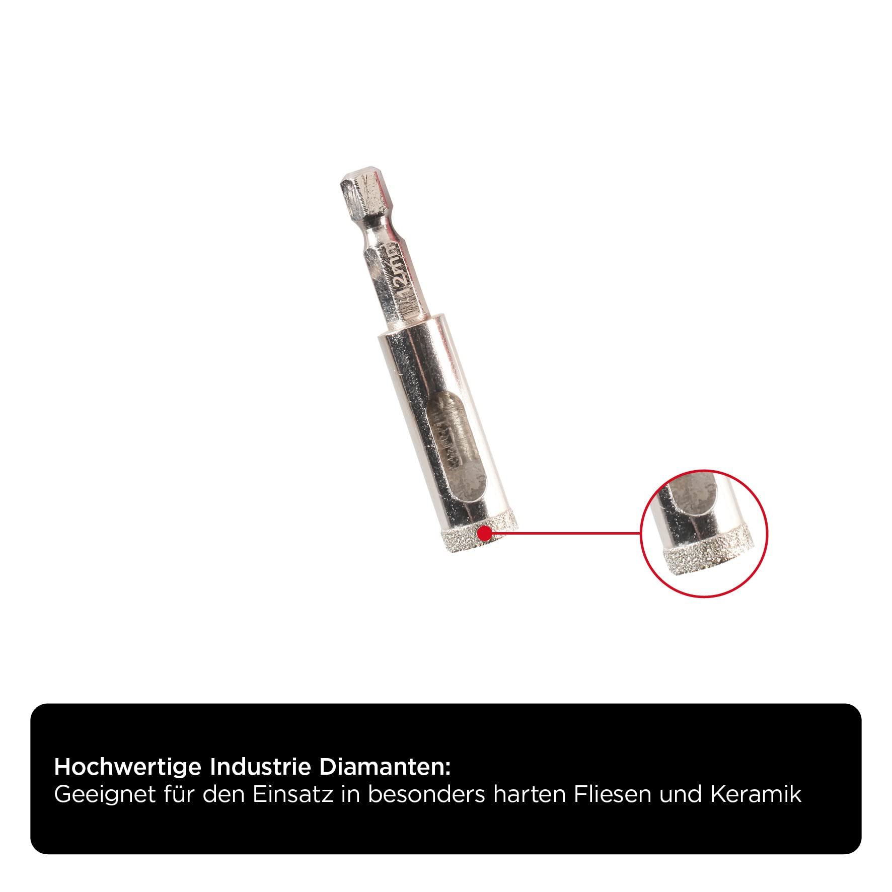 kwb 8-częściowy zestaw diamentowych otwornic Ø 4, 5, 6, 7, 8, 10 i 12 mm z powierzchnią cięcia diamentowego, wysoka precyzja, duży wyrzut materiału, okrągły trzonek i szablon do wiercenia w stabilnej walizce z tworzywa sztucznego