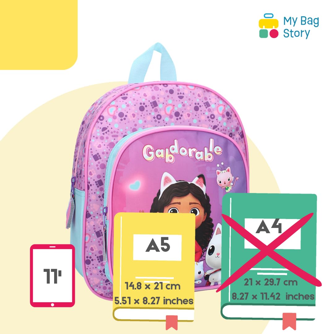 MyBagStory - Plecak dla dziewczynki Gabby i magiczny dom - Szkoła i przedszkole - Rozmiar 30 cm - Regulowane ramiączka - Pomysł na prezent, niebieski