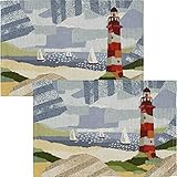 mit Motiv Sander Tischset by The sea 2er-Pack Gobelin hellblau-rot Größe 32x48 cm