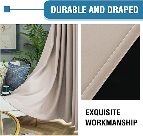 Miniatura 8 de H.VERSAILTEX Cortinas de patio 100% opacas, con aislamiento térmico para puertas correderas, paneles de ventana extra anchos, bloqueo de luz