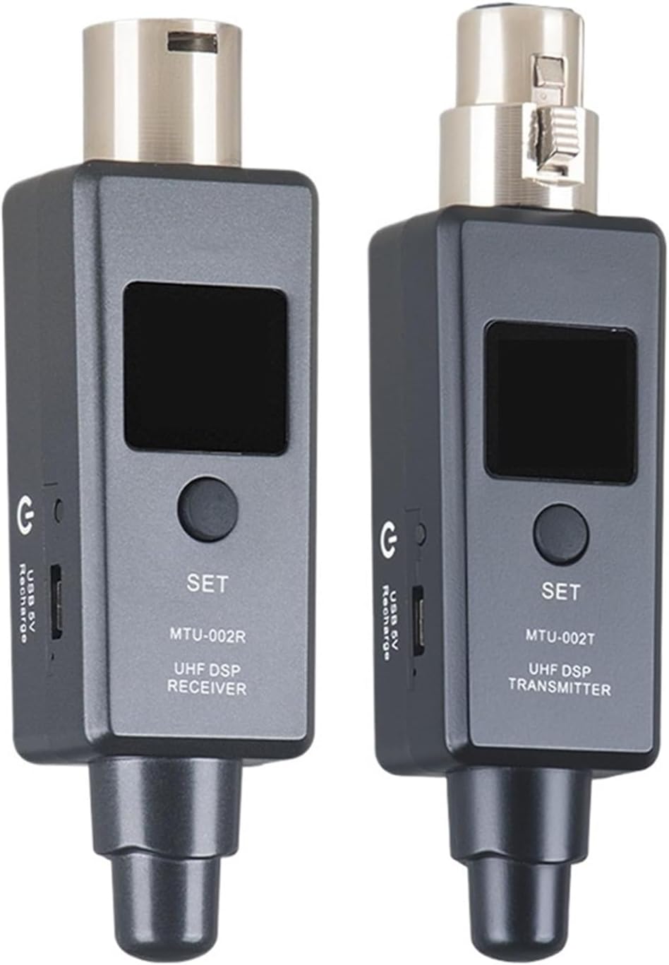 1 Pair UHF DSP Transmitter & Receiver Mic Line Two Modes for Dynamic Condenser Microphone Adapter