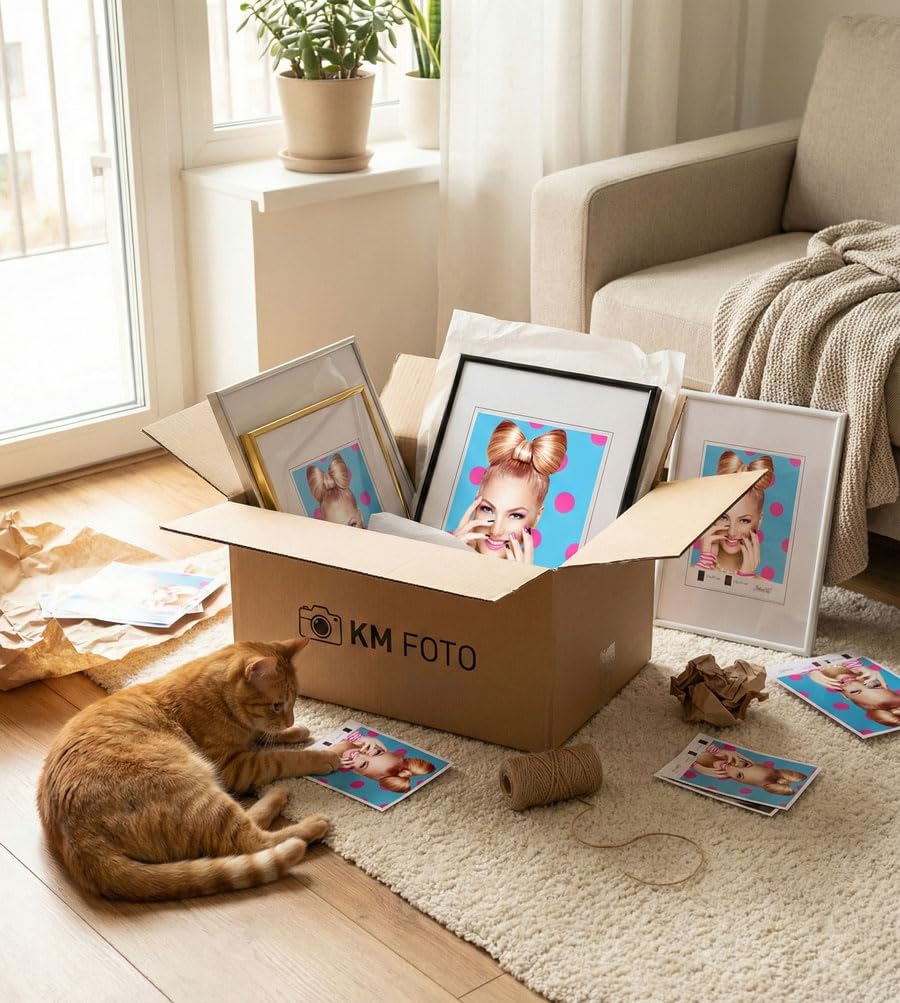 KM FOTO 3er 5er Set Photo Style Set Bilderrahmen Wanddeko Collage Poster Kunststoff Rahmen: Farbe: 5er Pack Silber | Format: 40x50