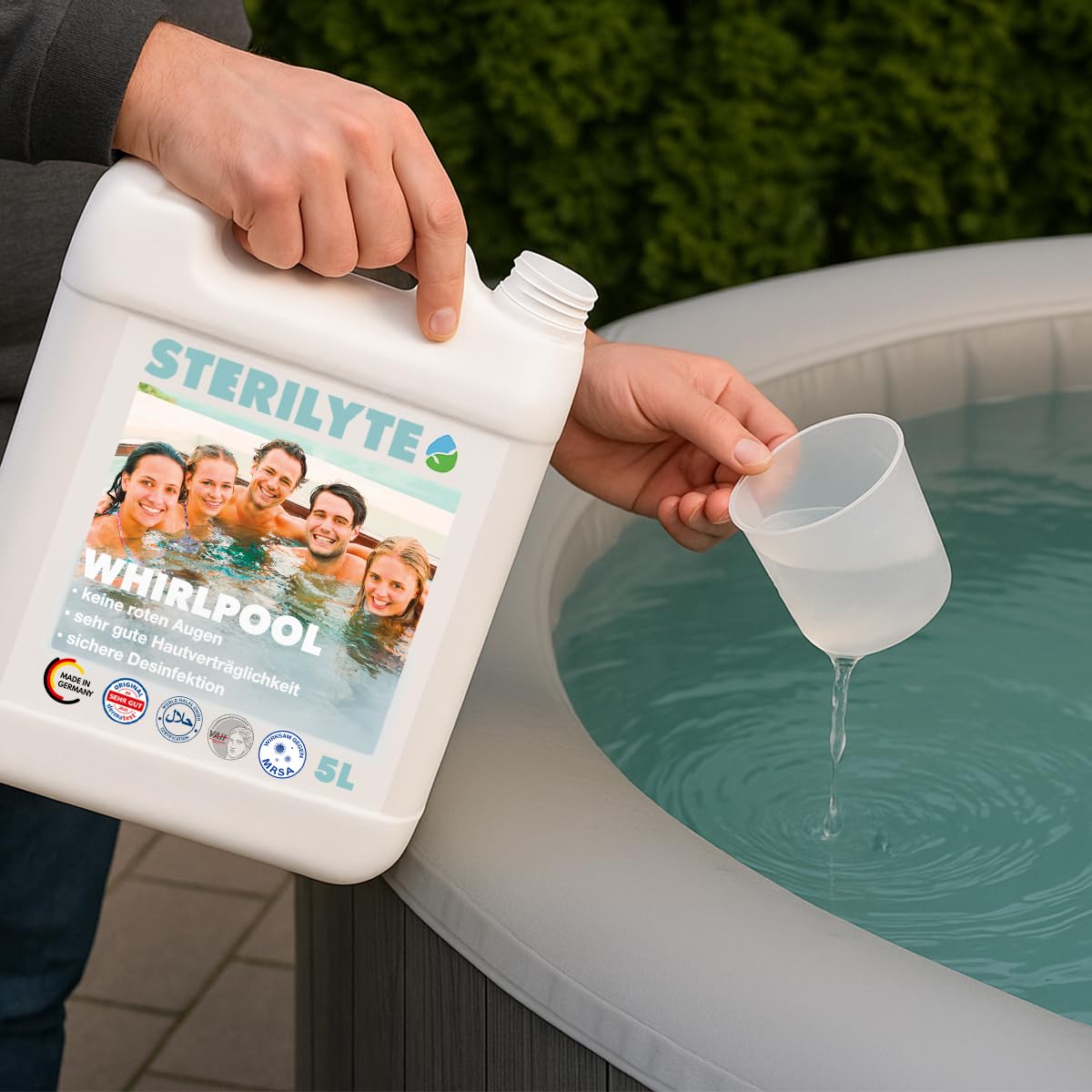 5L Wasser Desinfektions Konzentrat – Hot Tub Desinfektionsmittel, ideal auch für Pools & Planschbecken – Poolreinigung Wasserpflege – Reingungsmittel für Pool (Whirlpool)