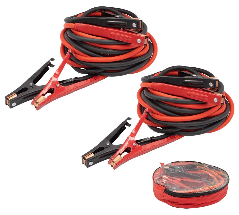 2 Pack 0 Gauge 20 ft Jumper Cable - Heavy Duty 3000A Booster Cables with Iron Clamps, Copper Coated Aluminum Core &amp; PVC Insulation for Cars, SUVs, Trucks, RVs