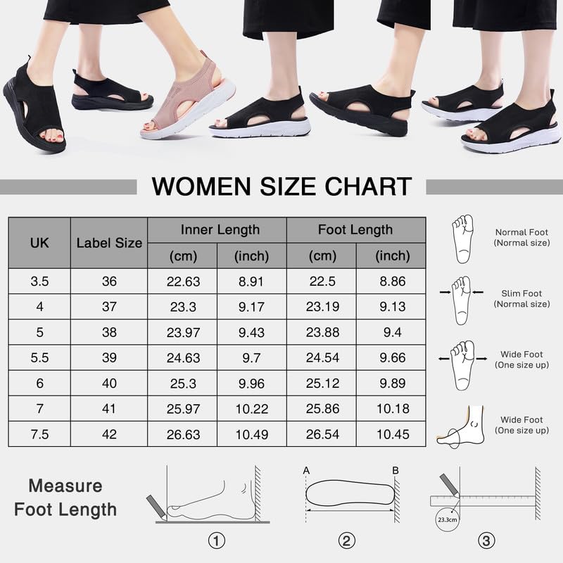 Ziitop Damen Sommer Sandalen - Bequeme Orthopädische Slingback Slides Mit Weichem Fußbett - Waschbare Outdoor Wassersandalen - Casual Strick Plateau Sandalen