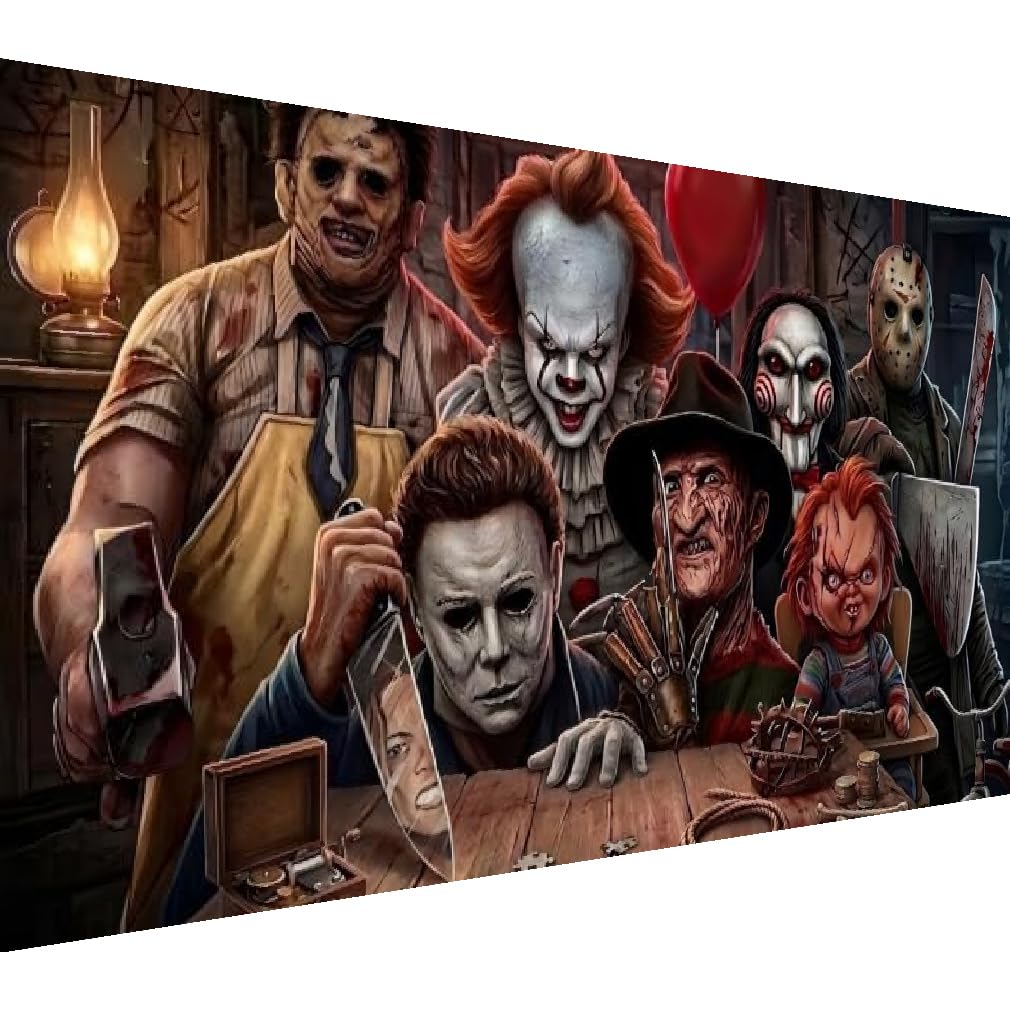 XXXCHENGJIA Halloween Diamond Painting Kits for Adults Beginners, 5D Horror Diamond Art Kits, Full Drill DIY Diamond Dot Gem Art Kit Large Scary Wall Home Decor 27.5" × 15.7"