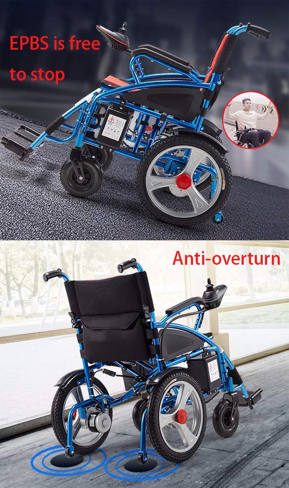 Silla de Ruedas eléctrica portátil, Plegable y Resistente, Ligera, con Motor y Joystick, para Movilidad Reducida, Ancho del Asiento 45 cm, Scooter, etc.