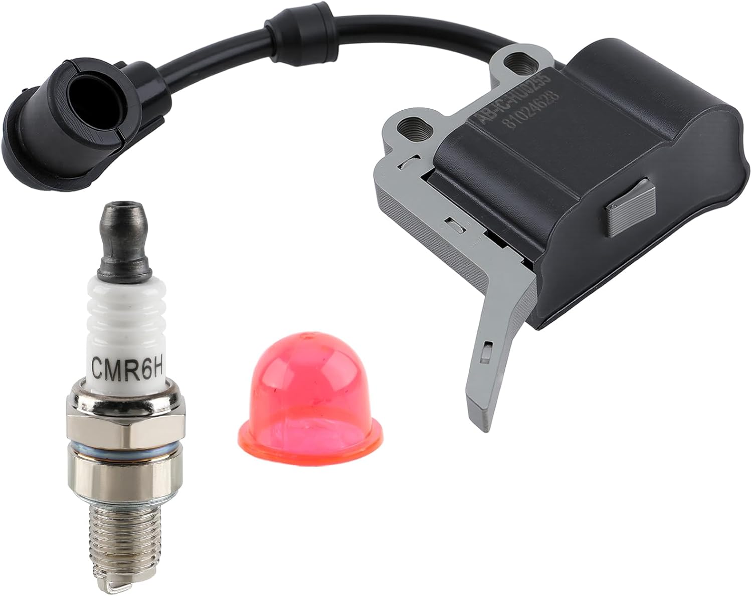 504118401 511393701 3Pcs Ignition Coil with Spark Plug Primer Bulb Compatible with Husqvarna Leaf Blower 130BT 530BT Models Backpack Blower