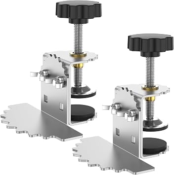2/4 Pcs Cabinet Door Mounting Jig Adjustable Stainless Steel Cabinet Door Installation Positioner Multifunctional Hardware Clamp for Woodworking Hinge Mounting.2,silver