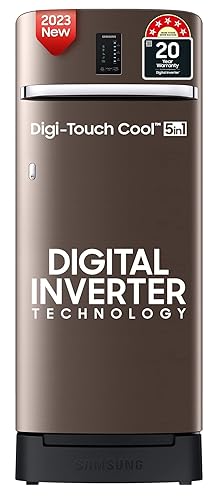 Samsung 215 L 5 Star Digi-Touch Cool, Digital Inverter Direct Cool Single Door Refrigerator (RR23C2F35DX/HL, Luxe Brown, Base Stand with Drawer 2023 Model)