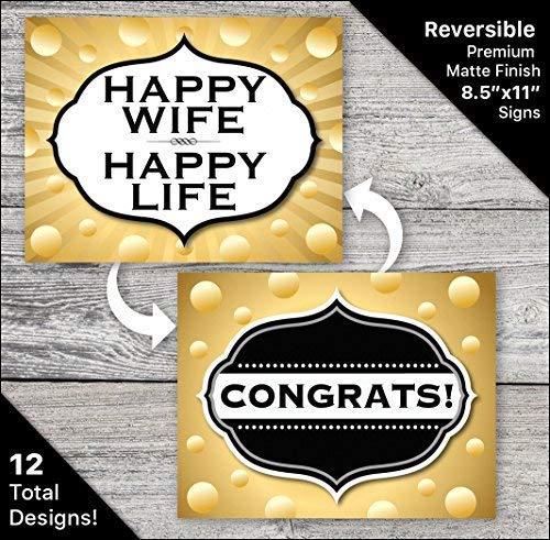 Wedding Photo Booth Props - 6 Jumbo Double-Sided Photobooth Signs - Backdrop Supplies Accessories Kit - Perfect For Weddings, Bridal Parties And Wedding Showers #TOP6