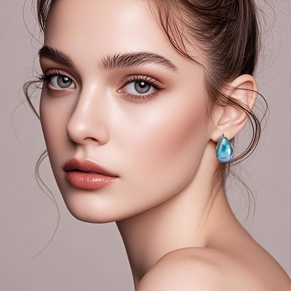 Fashion Forward Chunky Stud Earrings, 5Sets woman jewelry sets, earings set, water drop earings in Gold , Pink , Blue , Silver , beige.large tear drop earrings for women,Modern Statement Jewelry for Women, Packaged in a gift box - Image 9