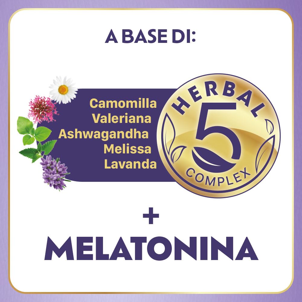 Laila DormiBene Integratore alimentare per il sonno a base di Herbal 5 Complex e Melatonina per favorire un rapido addormentamento. Confezione da 60 pastiglie gommose. Senza zuccheri
