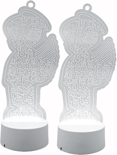 RBN LED multicolor alas de ángel guardián soporte para niño con corte láser, centro de mesa de bautismo, primera comunión, quinceañera, recuerdos de