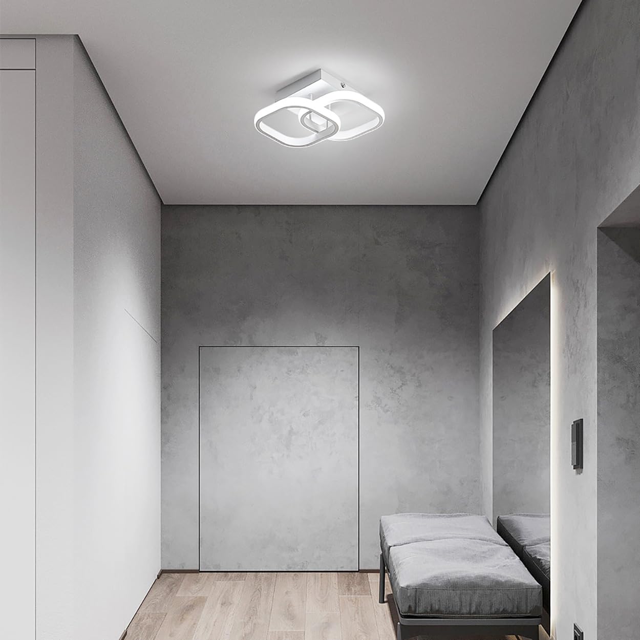 Lámpara de Techo LED Moderno, Luz de Techo Cuadrada Simple | 22W Plafón LED Techo de Acrílico Blanco para Dormitorio, Sala de Estar, Comedor, Cocina, Pasillo, L23.5*W23.5*H9.5CM