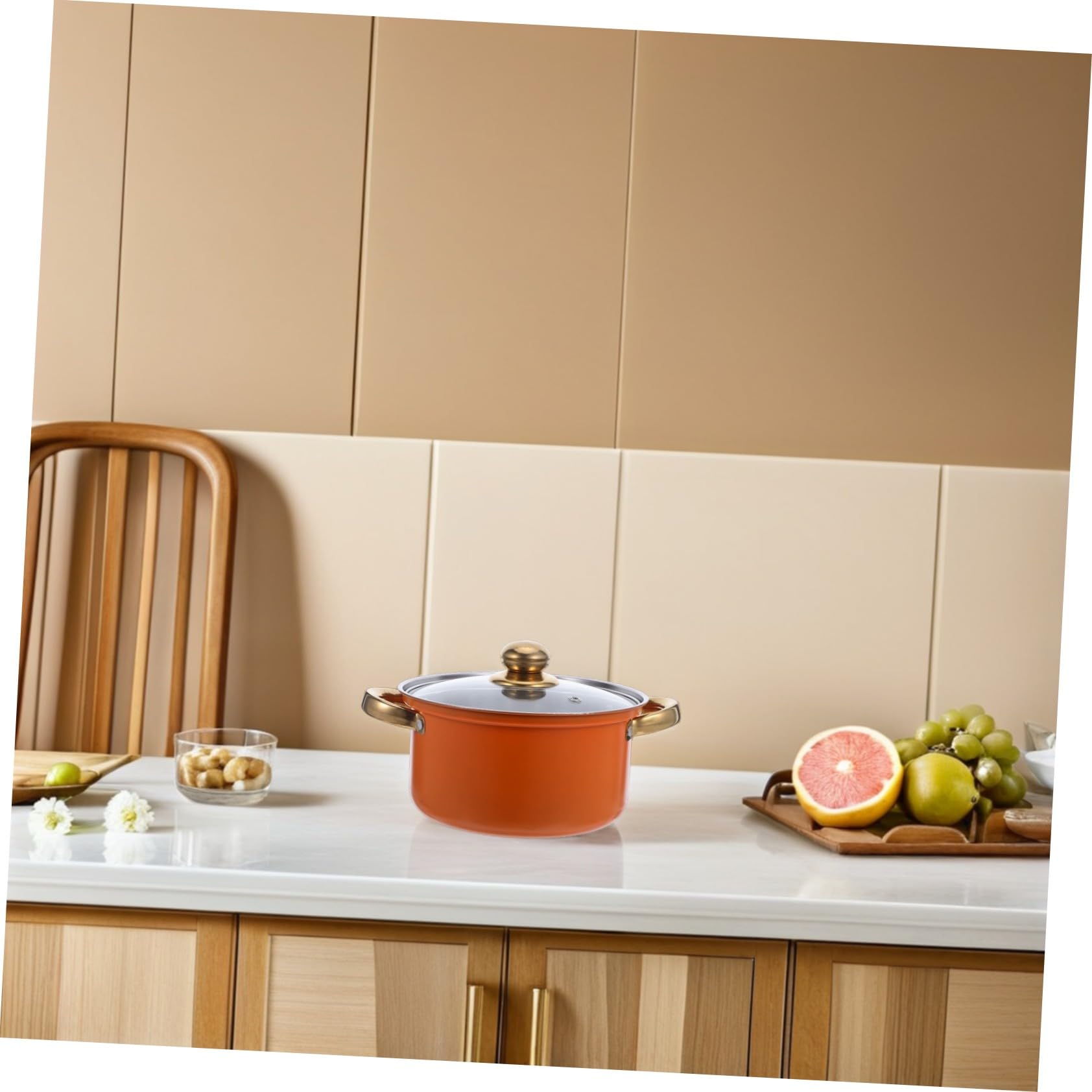 Cabilock Utensilios de Cocina Ollas y Sartenes Antiadherentes Juego de 5 de Acero Inoxidable y Asas Resistentes al Calor con Base Gruesa para Cocina Diaria y Estufas