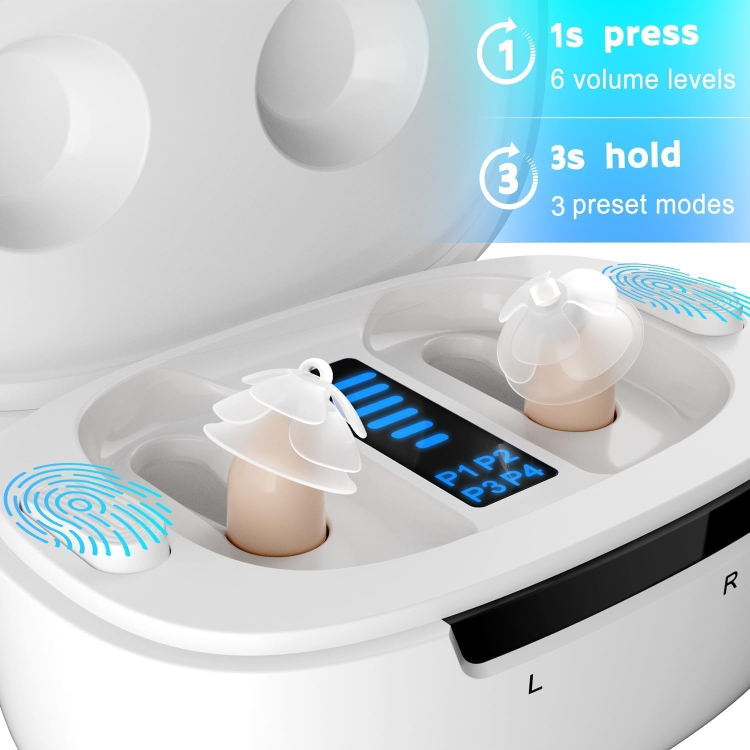 Ceretone Supermini Rechargeable Hearing Aids for Seniors, Invisible OTC Hearing Aids with Advanced Wind Noise Management - Auto Turn On&Off - Easy Operation, (Not Amplifiers) (Beige)