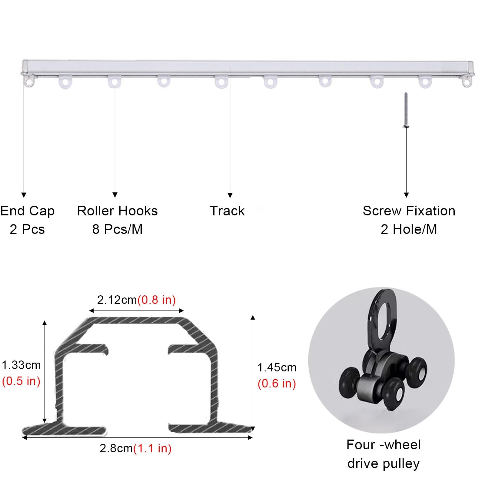 Tringle de séparation de pièce en aluminium pour la maison, le bureau/la porte - Longueur réglable : 115 m - Pour une meilleure intimité - Noir