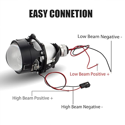 Miniatura 4 de HDYEGIOU Lente de proyector bi LED de 3.0 pulgadas con ojos de ángel LED blancos y amarillos, cubiertas negras, luz de señal de giro DRL, kit de