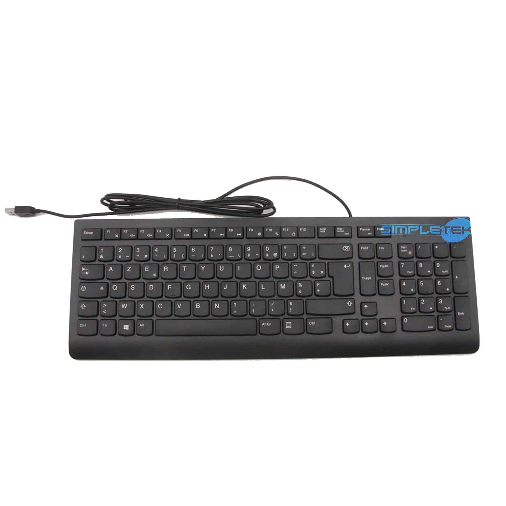 SIMPLETEK - Tastiera cablata USB layout francese AZERTY full-size con tasti multimediali e protezione schizzi, 1,8m