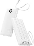 VRURC Banque de puissance du chargeur portable, 10000mAh Pack de batterie pour les essentiels de voyage 5 Produits 2 Entrées Slim Charging Bank Câbles intégrés Cords Câbles compatibles avec iPhone,Samsung, Android-Lavande(1 Boîte)