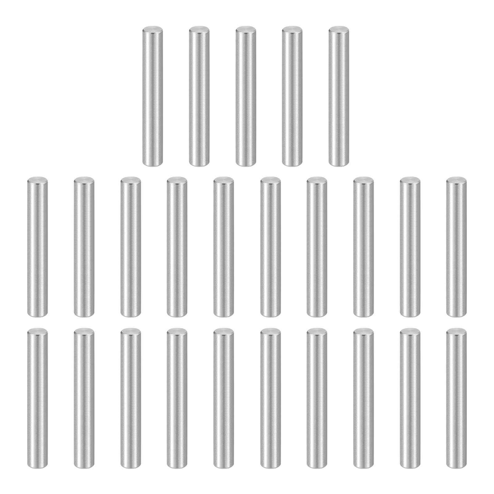 sourcing map 25pcs Dowel Pins, M4 x 28mm 304 Stainless Steel Cylindrical Shelf Support Peg Pin Rod Fasten Elements for Metal Devices Wood Furniture DIY Installation, Silver โ image 1