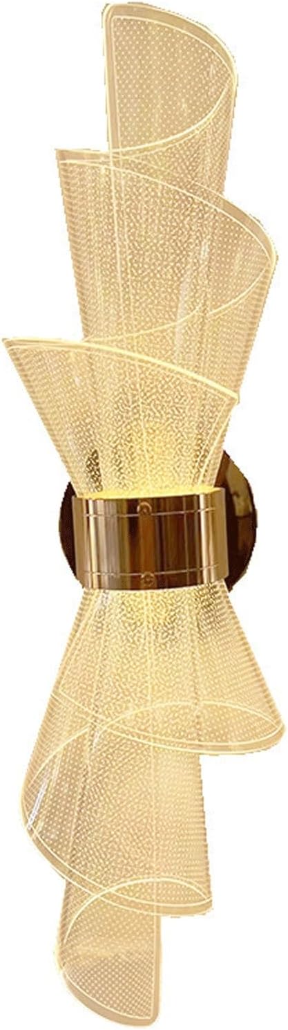 Modern Creative LED Wall Sconce Electroplated Iron Acrylic Ribbon Unique Design Three Color Dimmable Light for Living Room Bedroom Hallway Staircase Hotel Restaurant Kitchen Accent Decor