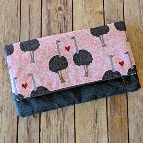 Ostrich Folded Clutch Purse Handmade Products