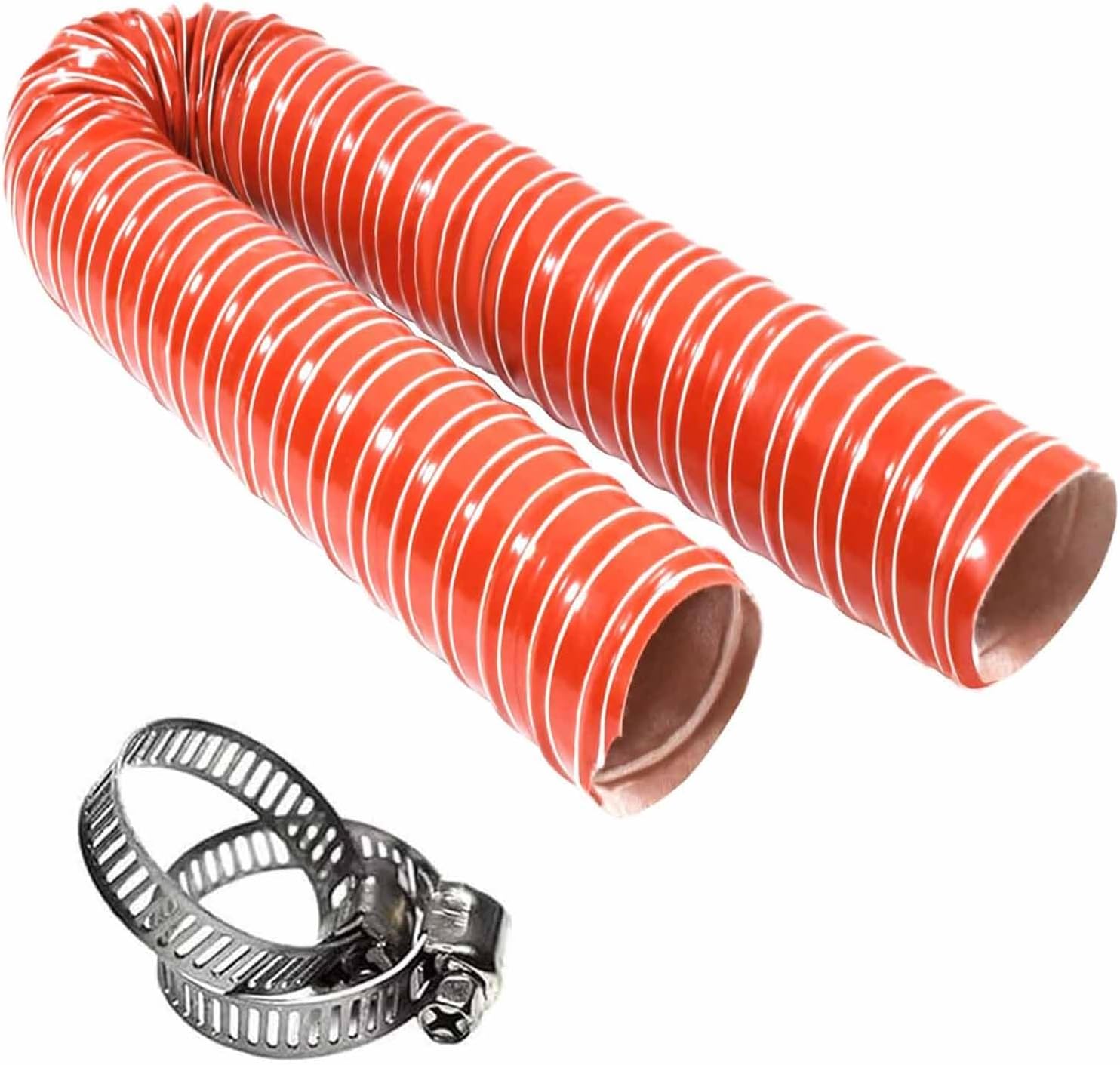 High-Temp Flexible Vent Pipe Portable Red Silicone Air Duct Hose， Air Duct Induction Exhaust for Car Industrial Fumes(L4m,LD254mm)