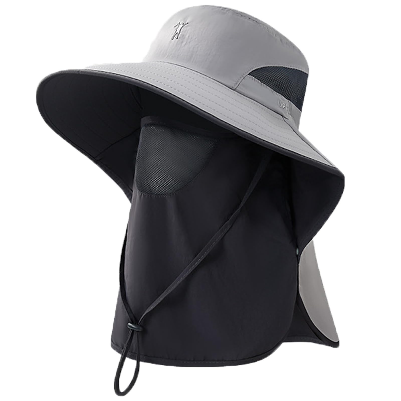 Outdoor Sun Hat for Men, 50+ UPF Protection Safari Cap Wide Brim Pure Cotton Fishing Hat with Neck Flap for Dad, Sunscreen Garden Hiking Beach Desert