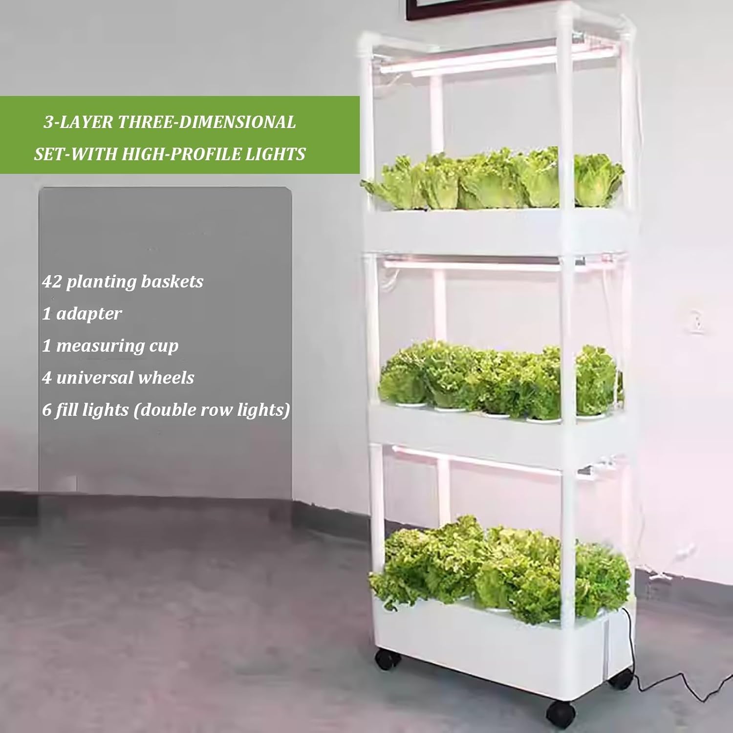 Kit de jardín de hierbas, kits y sistemas de cultivo hidropónico, torre hidropónica con luz LED de crecimiento, sistema de cultivo hidropónico de jardín interior, para hierbas, frutas y verduras