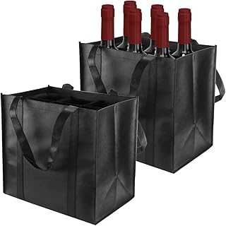 2 Pièces Sac à Bouteilles 6 Bouteilles 27 cm X 18 cm X 27 cm, Sac De Transport pour Bouteilles Transporte 6 Bouteilles de 1,5 L Non-Tissé Sac de Transport Porte Bouteille pour Fêtes, Voyages (Noir)