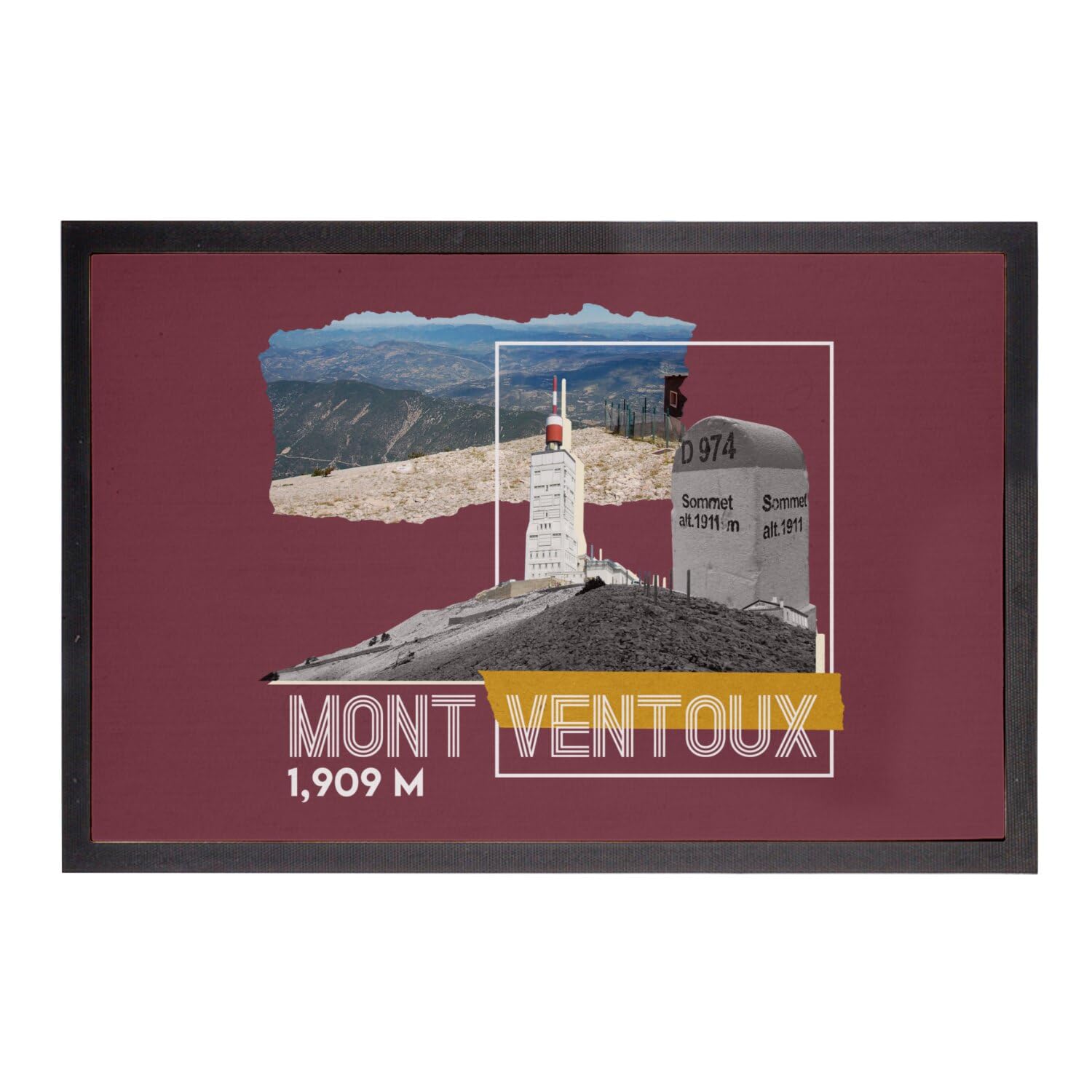 Paillasson cyclisme rouge Mont Ventoux 75x50cm contre les traces de boue