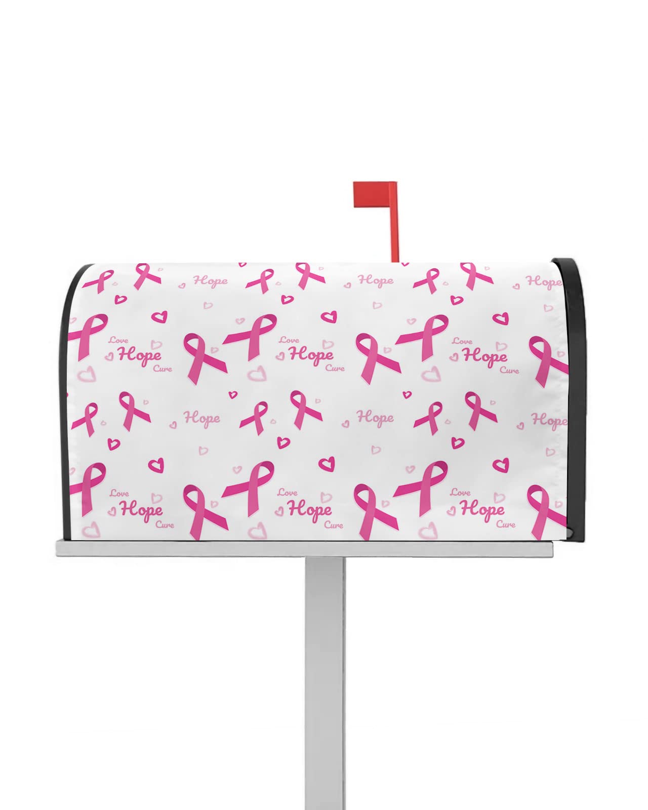 KITHOME Outdoor Magnetic Mailbox Cover - Breast Cancer Awareness Pink Ribbons Hope - Standard Size 21x18inch Polyester - Post Mount - Mailbox Cover
