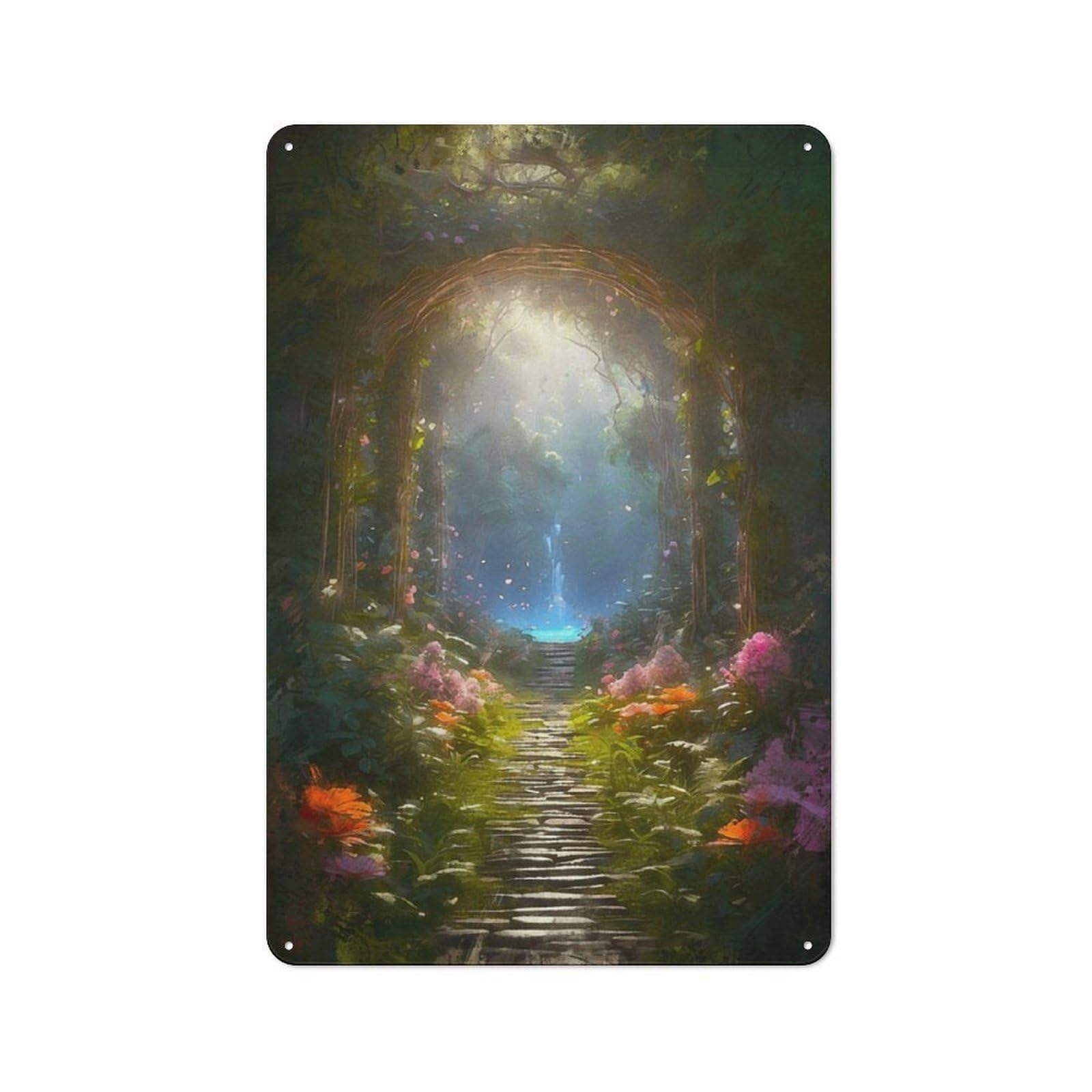 Rustic Metal Sign 30x20cm Featuring The Hidden Waterfall for Hallway Wall, for Collectors Decorating Hallways And Entrance Areas