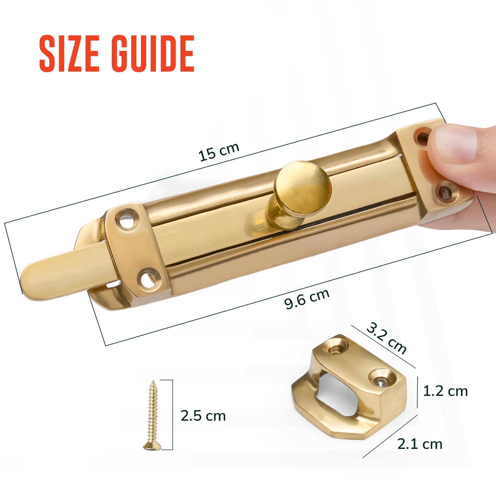 ZAVIA Brass Door Bolt Lock (Pack of 2), 6" / 150mm - Image 2