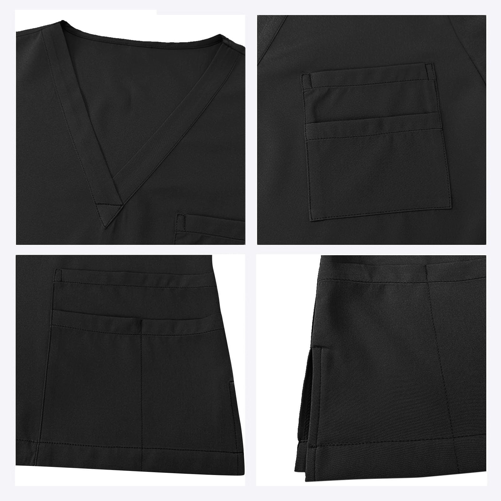 Work Uniform Scrubs for Men Set V Neck Scrub Top Straight Leg Elastic Cargo Pants Pockets — view 6