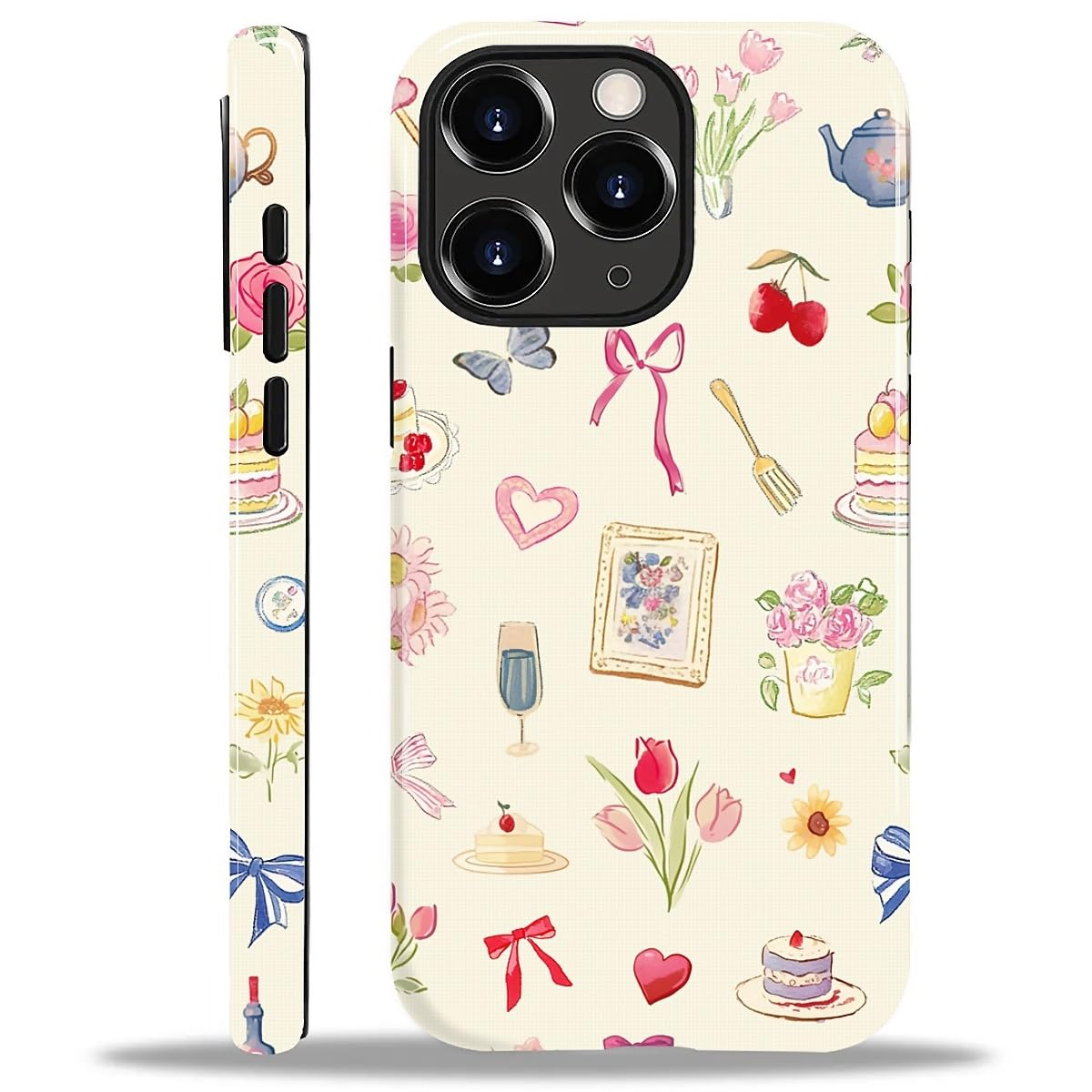 ilikediy for iPhone 11 Pro Case,HL2 Aesthetic Bow Preppy Collage Hybrid 2 Layer Hard Shell Silicone Protective Pattern Design Case